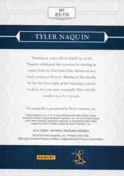 2016 Panini National Treasures - Baseball Signatures #BS-TN Tyler Naquin Back