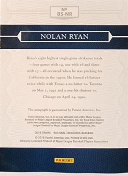 2016 Panini National Treasures - Baseball Signatures #BS-NR Nolan Ryan Back