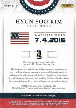 2016 Panini National Treasures - July 4th Jerseys Prime #4TH-HK Hyun Soo Kim Back
