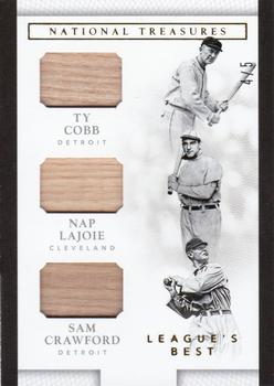 2016 Panini National Treasures - League's Best Trios Gold #LLT-CLC Nap Lajoie / Sam Crawford / Ty Cobb Front
