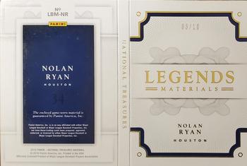 2016 Panini National Treasures - Legends Booklet Materials Stats #LBM-NR Nolan Ryan Back