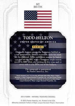 2016 Panini National Treasures - Made In #MI-TH Todd Helton Back