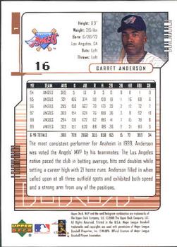 2000 Upper Deck MVP #1 Garret Anderson Back