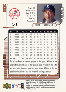2000 Upper Deck MVP #216 Bernie Williams Back