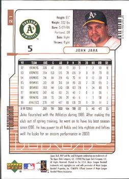 2000 Upper Deck MVP #21 John Jaha Back