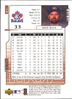 2000 Upper Deck MVP #41 David Wells Back