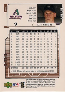 2000 Upper Deck MVP #58 Matt Williams Back