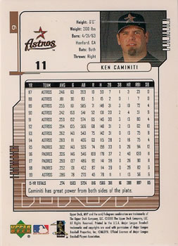 2000 Upper Deck MVP #9 Ken Caminiti Back
