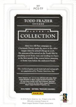 2016 Panini National Treasures - Player’s Collection Signatures #PCS-TF Todd Frazier Back