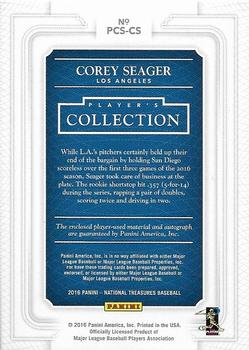 2016 Panini National Treasures - Player’s Collection Signatures #PCS-CS Corey Seager Back
