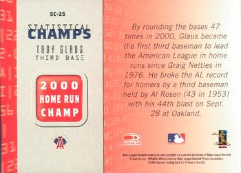 2003 Donruss Champions - Statistical Champs #SC-25 Troy Glaus Back