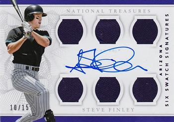 2016 Panini National Treasures - Six Swatch Signatures Purple #SSS-SF Steve Finley Front