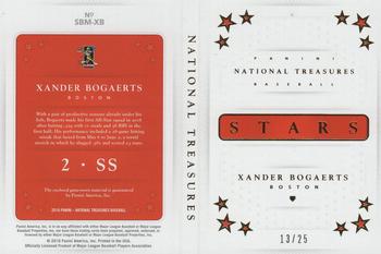 2016 Panini National Treasures - Star Booklet Materials Stats #SBM-XB Xander Bogaerts Back