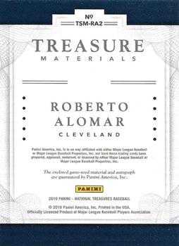 2016 Panini National Treasures - Treasure Signature Materials #TSM-RA2 Roberto Alomar Back