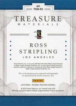 2016 Panini National Treasures - Treasure Signature Materials #TSM-RS Ross Stripling Back