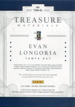 2016 Panini National Treasures - Treasure Signature Materials Prime #TSM-EL Evan Longoria Back