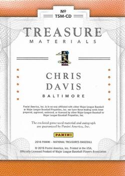 2016 Panini National Treasures - Treasure Signature Materials Prime Laundry Tags #TSM-CD Chris Davis Back