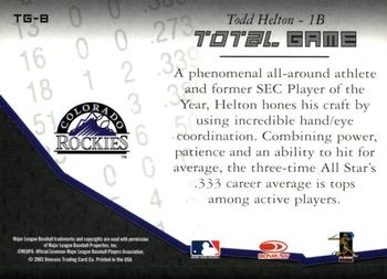 2003 Donruss Champions - Total Game #TG-8 Todd Helton Back