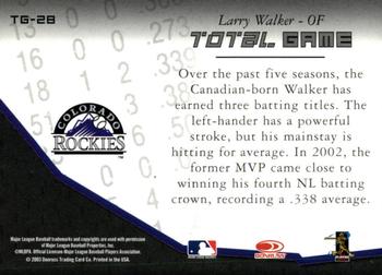 2003 Donruss Champions - Total Game #TG-28 Larry Walker Back