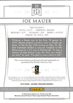 2016 Panini National Treasures - Supplied Cards #23 Joe Mauer Back