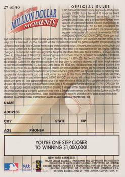1997-98 Fleer Million Dollar Moments - Blank Front Game Cards #27 Blank Back