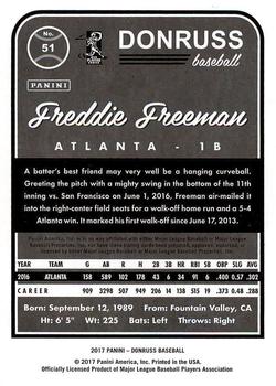 2017 Donruss #51 Freddie Freeman Back