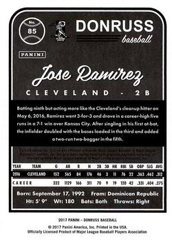 2017 Donruss #85 Jose Ramirez Back