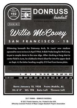 2017 Donruss #192 Willie McCovey Back