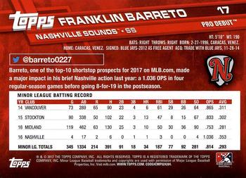 2017 Topps Pro Debut #17 Franklin Barreto Back