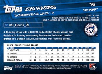 2017 Topps Pro Debut #18 Jon Harris Back