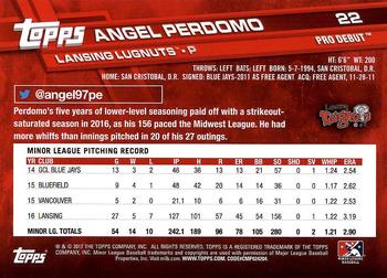 2017 Topps Pro Debut #22 Angel Perdomo Back