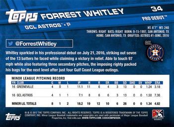 2017 Topps Pro Debut #34 Forrest Whitley Back