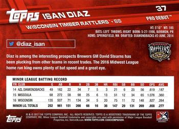 2017 Topps Pro Debut #37 Isan Diaz Back