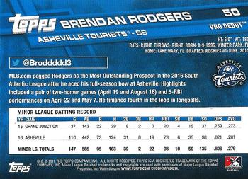 2017 Topps Pro Debut #50 Brendan Rodgers Back