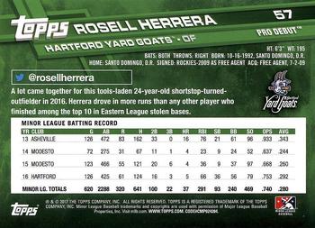 2017 Topps Pro Debut #57 Rosell Herrera Back