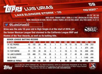 2017 Topps Pro Debut #59 Luis Urias Back