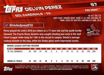 2017 Topps Pro Debut #67 Delvin Perez Back