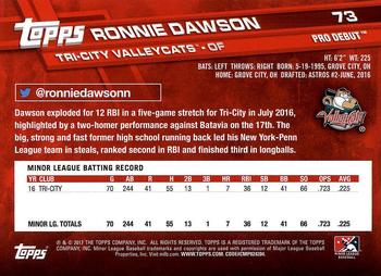 2017 Topps Pro Debut #73 Ronnie Dawson Back
