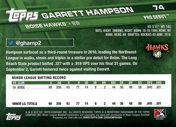 2017 Topps Pro Debut #74 Garrett Hampson Back