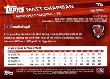 2017 Topps Pro Debut #75 Matt Chapman Back