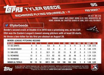 2017 Topps Pro Debut #95 Tyler Beede Back