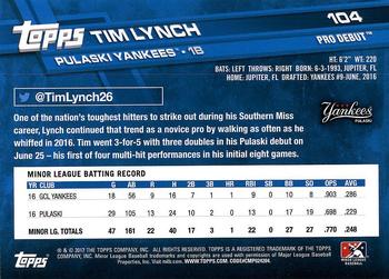2017 Topps Pro Debut #104 Tim Lynch Back