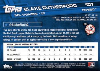 2017 Topps Pro Debut #107 Blake Rutherford Back
