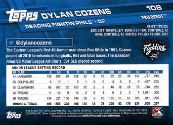 2017 Topps Pro Debut #108 Dylan Cozens Back
