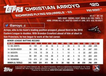 2017 Topps Pro Debut #120 Christian Arroyo Back
