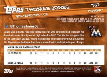 2017 Topps Pro Debut #137 Thomas Jones Back