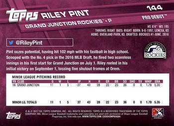 2017 Topps Pro Debut #144 Riley Pint Back