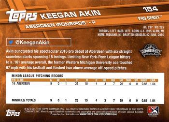 2017 Topps Pro Debut #154 Keegan Akin Back