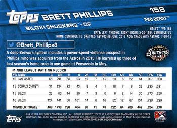 2017 Topps Pro Debut #158 Brett Phillips Back