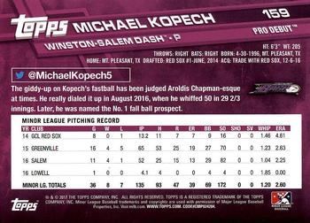 2017 Topps Pro Debut #159 Michael Kopech Back